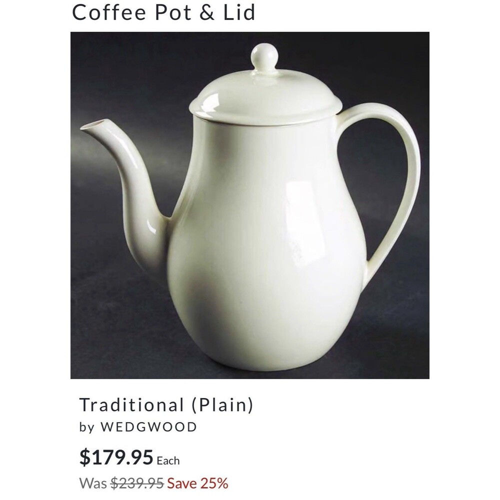 Wedgwood Queen's Ware Traditional Tea/Coffee Pot  Cream -RARE FIND